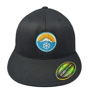 210 Fitted Baseball Cap Black 7 1/4 Lightweight Embroidered Flexfit Tech